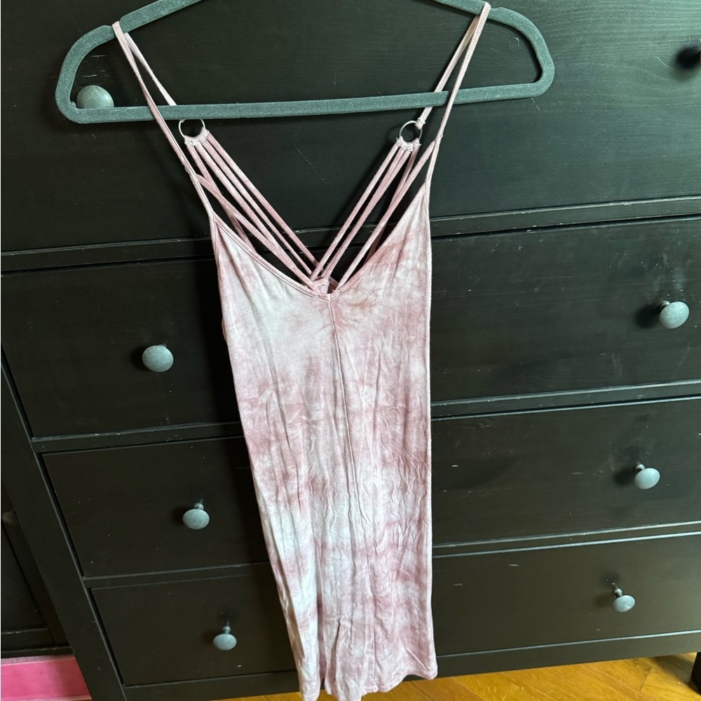 American Eagle Outfitters Pink Tie-Dye Strappy Dress